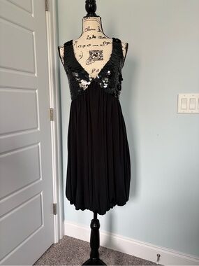 Ardene B Black Sequin V-Neck Mini Dress